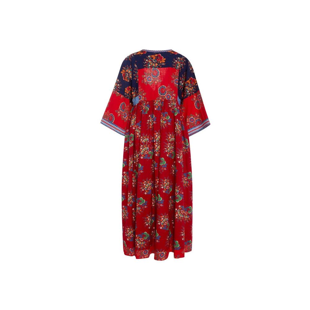 Ulla Johnson Milena Dress Patchwork Cotton/Linen V-neck Midi Size 2 - Picture 3 of 10
